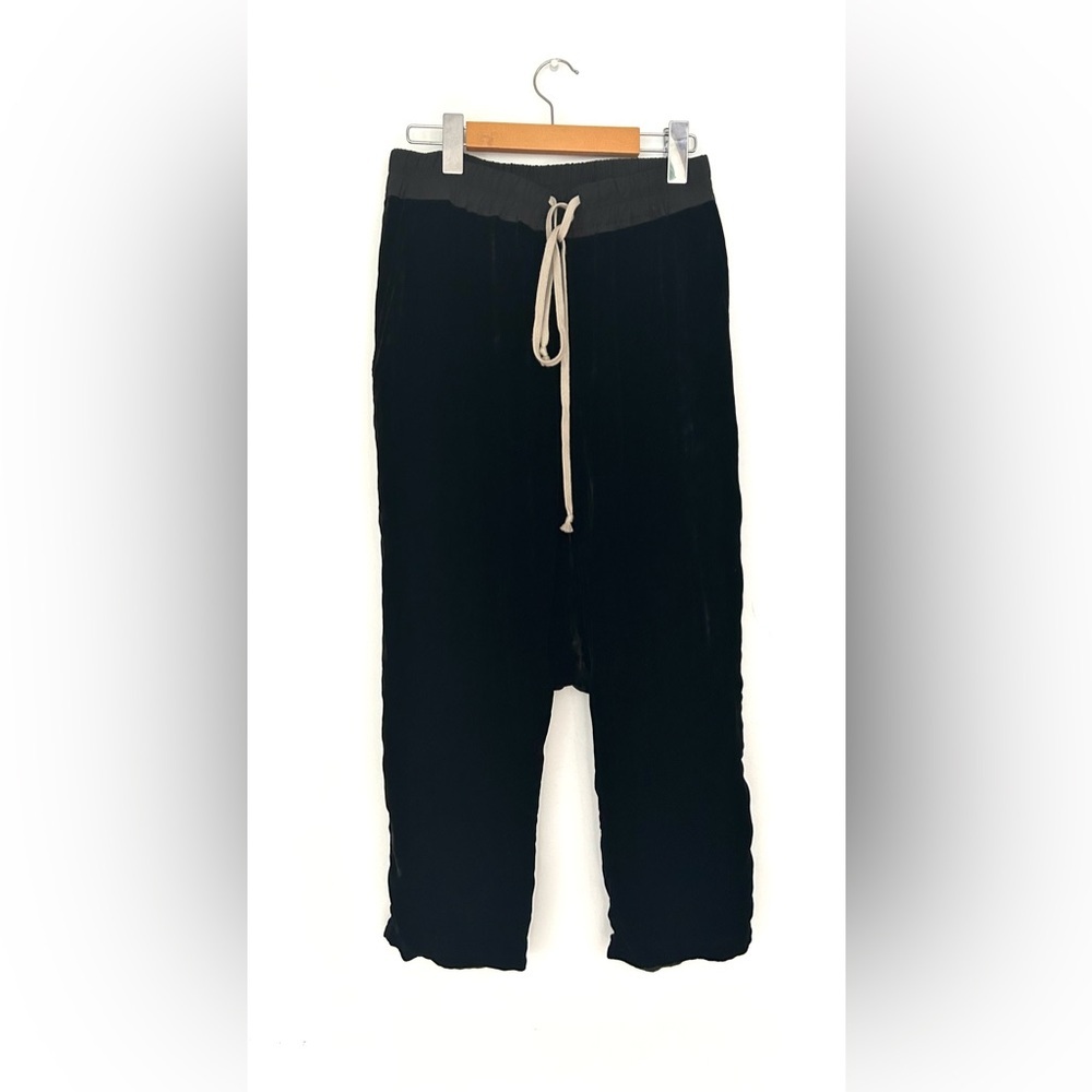 Rick Owens black velvet joggers cropped drop-crotch trousers isize 4 - Picture 9 of 10